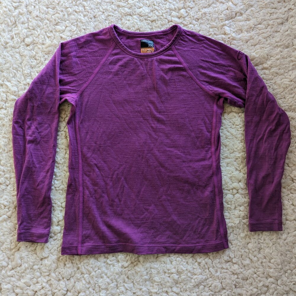 Lot of 2 Icebreaker youth sz 9-11 merino wool long sleeve tops